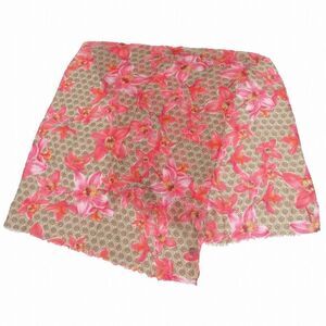 Versace 100% Silk Flower Print All Over Pattern Brown Pink Size 65 X 160cm